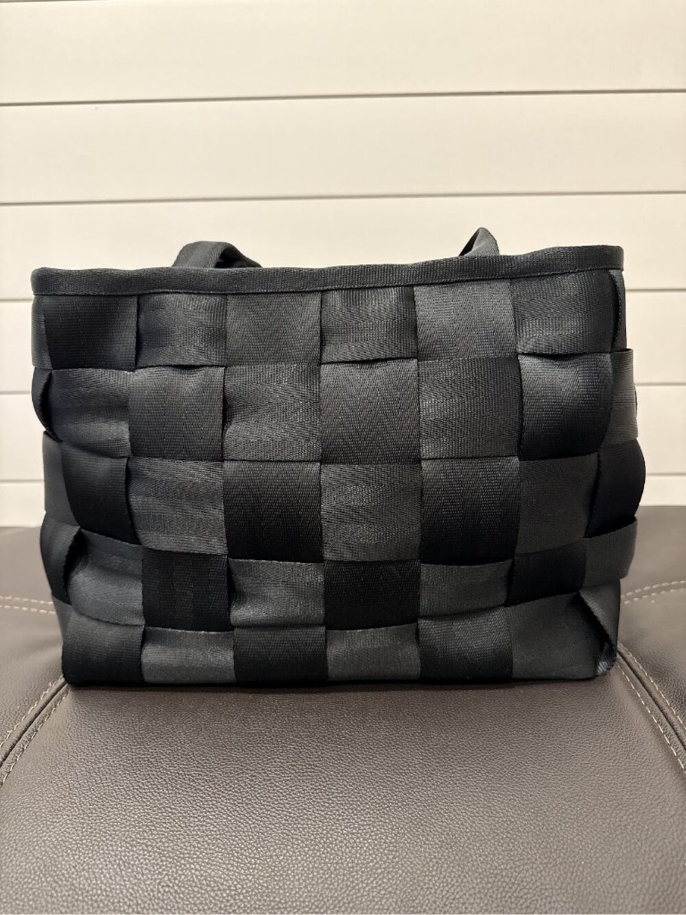Harveys Original Seatbelt Bag Large Tote Black Woven Made in USA - Picture 2 of 11
